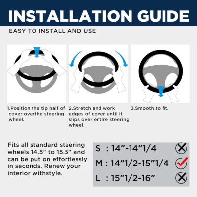 Road Comforts Car Steering Wheel Cover - Microfiber Leather Steering Wheel Wrap Sports 14.5-15 Inch Steering Wheel Cover Non-Slip for Men Women Black Color - Image 6