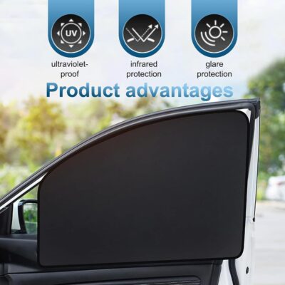 4 PCS Car Side Window Sun Shade, Keep Cool Privacy Protection Cover, Perfect Coverage Heat Shield for Front and Rear Windows, Universal for Cars Adsorption Installation Sun Shield (Silver) - Image 4