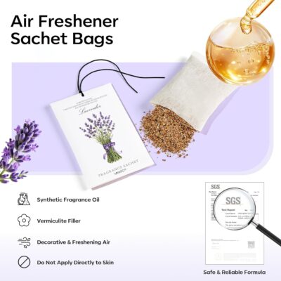 MYARO 12 Pack Lavender Scented Sachets | Odor Eliminator & Air Freshener for Drawer, Closet, Car, Shoes, Gym Bag, Suitcase | Home Fragrance Gift Set - Image 4