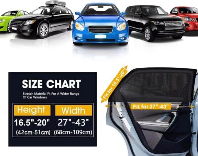 Car Rear Side Window Shades,2 Pack Stretchy Mesh Car Window Screens Sun Shades Mosquito Nets Covers Fit for 96% Cars SUVs, Anti-Sun Glare,UV Protection,Privacy Protection - Image 5