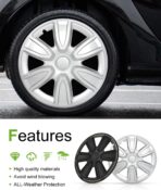 SCITOO Silver 15 inch Hubcaps Universal Wheel Covers Easy Installation, PP Material, Set of 4 for Cars Fits for All Models - Image 5