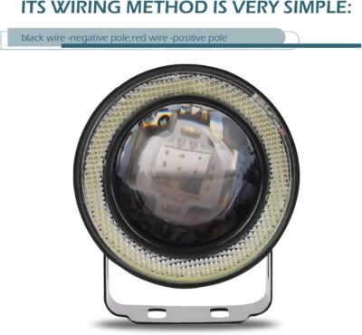 2 PCS Car Fog Light, 3" Angel Eye LED Fog Lamp, Super Bright Round Daytime Running Light Bulb, Universal for Most Cars Suvs (White) - Image 6