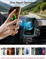 MOKPR Wireless Car Charger, Auto Clamping Car Charger Dash Windshield Air Vent Phone Holder Compatible with iPhone 17 16 15 14/13/13 Pro/12 pro/12/11/X/8, Samsung S24/S23/S22 - Image 6