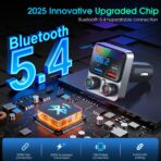 Bluetooth 5.4 Car Adapter 48W Charging USB Bluetooth Adapter for Car,Wireless Fm Transmitter Radio,Song Switching,Handsfree Calling and Audio Receiver,HiFi Music Player,Matrix LED Effects - Image 3