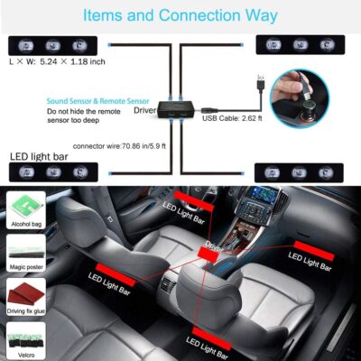 Car Interior Atmosphere Lights, USB Plug-in Romantic Stars Lights for Cars, DC 12V - Image 4