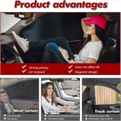 XCBYT Car Window Shades - 4 Pack Car Window Covers 99% UV Protection Magnetic Fordable Privacy Sun Shade for Baby - Image 3