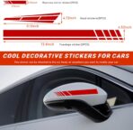 6PCS Car Hood Stripe Sticker, Vinyl Auto Body Side Rearview Mirror Decal, Sports Racing Stripe Graphic Decal Stickers, Universal Vehicle Exterior DIY Decoration Accessories (Red) - Image 2