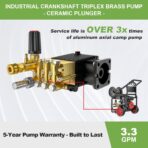 3600PSI Gas Pressure Washer with Hose Reel, 3.3 GPM, One-Button Electric Start 212cc 7HP Commercial Pressure Washer with 50FT 3/8" Hose, Spray Gun & Wand, 5 Quick Connect Nozzles - Image 6