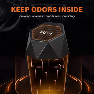 HOTOR Car Trash Can with Lid - 2 Pack, Car Accessories for Interior, Leakproof Vehicle Garbage Can with 30 Attached Trash Bags, Multipurpose Organizers and Storage for Home, Office, Black - Image 4