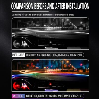 Acrylic Interior Car LED Strip Light with Motion-Activated Switch, 55.1" Neon Ambient Light, RGB Colors, APP/Touch Control, Music Sync - Image 4