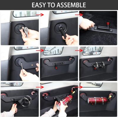 Aunginsy Car Trunk Fire Extinguisher Mount Holder Fit for Toyota FJ Cruiser 2007-2021, Quick Release, Roll Bar, Silver, Carbon Steel & Aluminum Alloy Frame - Image 6