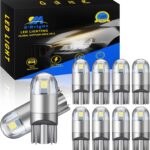 YM E-Bright T10 194 Car Interior Light 168 W5W Led Bulb 3030 Chips 2825 LED Bulb Dome Map Trunk Door Courtesy Light Clearance License Plate Light No-Polarity,AC/DC 12V,White,Pack of 10