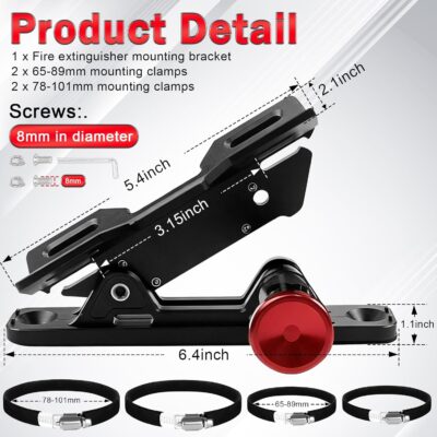 Quick Release Fire Extinguisher Mount Bracket for Jeep Wrangler TJ JK JL JKU Polaris RZR Ranger Cam-Am X3 Universal- Aluminum Adjustable Roll Bar Fire Extinguisher Bracket - Image 8