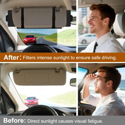 Sun Visor Extender for Car, Visor Extender Sun Blocker, Sun Visor Extender with Anti-Glare Lens Blocks UV & Sunlight, Adjustable Car Sun Visor for Safe Driving (1 Pack) - Image 2