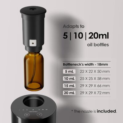 Airversa Waterless Diffuser for Essential Oil, Car Diffsuer, Battery Operated Nebulizer, 0.7 Fl Oz/ 20mL, Mini Scent Air Machine, 3 Timers & 3 Mist Levels for Home, Room, Car, Office - AN6 Black - Image 6