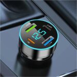 4-Port USB Car Charger,Car Charger Adapter with Blue LED,PD+QC3.0+Type C Ports Car Charger Adapter for Car Truck SUV Compatible with iPhone/Android (QC3.0+PD+2.4A+Type-C)