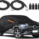 KEYOOG Car Cover Waterproof All Weather Fit for 2006-2024 MERC-edes Benz ML/GLE Series, 600D Oxford Cloth Heavy Duty, Sun Hail Protector Seal Skin Outdoor Car Covers with Door Zipper/Cotton Lining