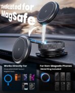 2026 Upgraded 360° Vacuum Magnetic Car Phone Holder for Magsafe [96+LBS Strongest Suction & 2800gf Strongest Magnetic], Adjustable Car Phone Mount for Your Car/Gym/Mirror/Shower for iPhone & Android - Image 5