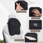 Car Headrest Pillow - Shoulder & Neck Pillow for Car Headrest w/Adjustable Strap & Clip to Secure - Memory Foam Car Neck Pillow for Driving Seat - Ergonomic Head Rest Pillow for Car Seat Neck Support - Image 4