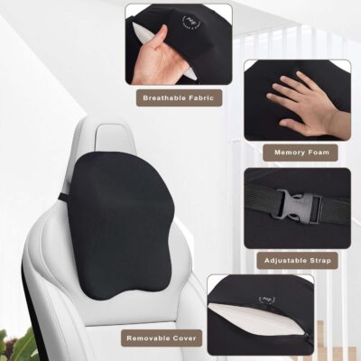 Car Headrest Pillow - Shoulder & Neck Pillow for Car Headrest w/Adjustable Strap & Clip to Secure - Memory Foam Car Neck Pillow for Driving Seat - Ergonomic Head Rest Pillow for Car Seat Neck Support - Image 4