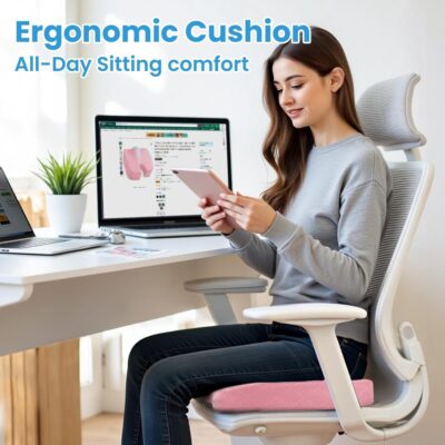 TushGuard Office/Car Seat Cushion, Non-Slip Sciatica & Back Coccyx Tailbone Pain Relief Chair Pad, Memory Foam Butt Pillow for Computer Desk, Wheelchair, Driving (Pink) - Image 7