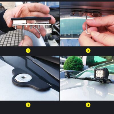 Nilight 90025B Led Light Bar Mounting Brackets 2pcs Universal Hood Led Work Light led Pods Mount Bracket Clamp Holder for SUV Truck Off Road Installed No Need Drilling, 2 Years Warranty,Black - Image 6