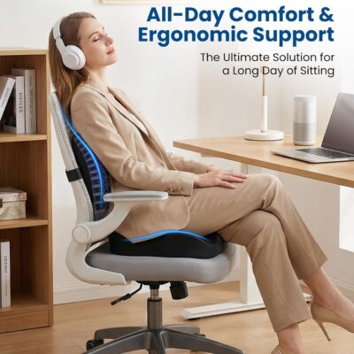 Seat Cushion Lumbar Support Pillow for Office Chair, X Large Memory Foam Chair Cushions for Sciatica Tailbone Pain Relief Coccyx Pad for Wheelchair, Car, Home, Office, Desk - Image 2