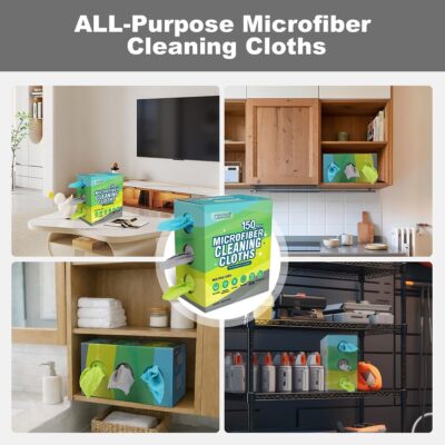 Microfiber Cleaning Cloth, 150 Pack Reusable Paper Towels Microfiber Towels for Cars Lint Free Washable Tissues Shop Rags with Dispenser Box for Home Kitchen Automotive, 11"x 9", Multicolor - Image 8