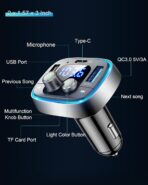 LIHAN USB C Bluetooth 5.4 Car Adapter, Wireless Upgrade Audio System for Non-Bluetooth Vehicles, FM Radio Transmitter, 48W Fast Charging, Stable Hands-Free Calling, MP3 Music Player, Support USB/TF - Image 8