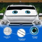Car Windshield Sun Shade, Funny Eyes Sun Visor for Car Windshield, Wear-Resistant Black Tape, Foldable 59‘’x27.5‘’/63''x31.5'' - Image 3