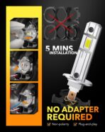 OXILAM H1/H1LL LED Bulbs 30000LM 6500K White Ultra-Bright, 5 Min Quick Install, 60000H Lifespan, No Flicker, 99% Compatibility - Image 5