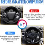 15 inch Car Steering Wheel Cover, Carbon Fiber Microfiber PU Leather Elastic Steering Wheel Protector for Men Women, Anti-Slip Breathable Car Interior Accessories (Grey) - Image 5