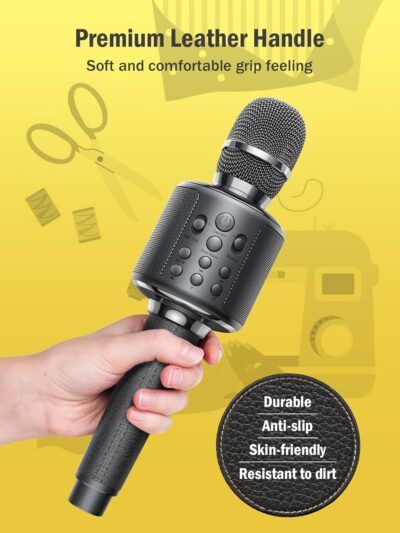 Wireless Bluetooth Karaoke Microphone, Built-in Loud Speaker for 10H Playback, Add Reverb/Duet Mode/Earbuds Monitoring, Portable Karaoke Machine for Entertainment & Singing Practice (Gray) - Image 7