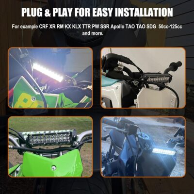 Dirt Bike Light Bar LED 60W 2500LM Motorcycle Headlight Kit Switch Universal for 7/8" Handlebars CRF110 CRF230F CRF250F TTR110 TTR110E 2008-2022 KLX110 KLX140 RM85 RMZ250 YZF450 All Years Pit Bike - Image 7