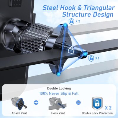 Blukar Car Phone Holder Mount, Super Stable Air Vent Cell Phone Car Mount with 2025 Metal Hook Clip, 360° Rotation,One Button Release for iPhone, Galaxy, Google, and All Other Smartphones - Image 3