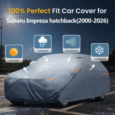 Waterproof Impreza Hatchback（2000-2026 Car Cover with Breathable Vents, [2026 Upgrade] Premium Covers with Cotton Liner and Zipper Door,Sun Rain Snow Dust Uv Protection.(Gift with Towel) - Image 3