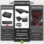 Muslogy Center Console Armrest Cover Fit for Tesla Model Y Juniper 2026+ / Model 3 Highland 2024+ Accessories, Comfort Armrest Pad Console Lid Cushion Vegan Leather Snap-On Black (Hard Cover) - Image 5