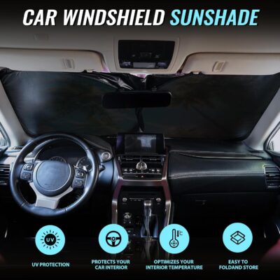 Windshield Sun Shade - Car Windshield Sun Shade for UV Protection Heat Reduction 2025 Sun Visor for Car Interior (55"x31.5") - Image 3