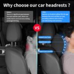 Quintor Genuine Leather Car Neck Pillow,Memory Foam Headrest Cushion, Ergonomic Cervical Support for Tesla Model 3/Y/X, Lexus, BMW- Breathable & All-Season Soft (2 PC) - Image 4