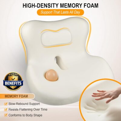 Memory Foam Car Seat Cushion with Lumbar Support, L-Shaped Ergonomic Design for Long Driving, Pressure-Relief Comfort for Car, SUV, Semi Truck & Office Chair - Image 4
