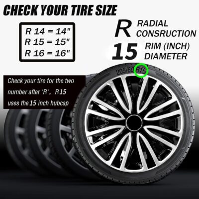 15 inch Wheel Covers for Iron Rim, 15" Hubcap Set of 4, Plastic Cap Rim Covers Wheel Replacement Plastic Hubcaps Automotive Accessories (15inch-Sword-4PCS-Cover, 15 Inch) - Image 8