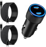 [Apple MFi Certified] iPhone 17 Car Charger, Linocell 90W USB C Car Charger Dual PD Power Cigarette Lighter Adapter with 2Pack Type C Braided Cable for iPhone 17/17 Pro Max/16/15/Galaxy S26/S25/Pixel