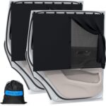 Car Window Shades with 8 Strong Magnets-26.8"x19.7" Dual Layer Car Rear/Side Window Sunshade for Baby Semi-Transparent 2-in-1 Universal Auto Sun Shade for Kid & Pet Protection (2 Pack) Black