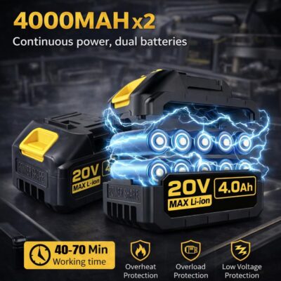 Battery Powered Power Washer - 2×4.0Ah Batteries,1100 PSI,Brushless Motor, Portable Cordless Pressure Washer with 6-in-1 Nozzle, 3 Power Level, Hand Held Pressure Washer for Cars Patio Driveway - Image 3