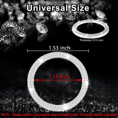 LivTee 2 PCS Crystal Double Rhinestone Car Engine Start Stop Decoration Ring, Bling Car Interior Accessories for Women, Push to Start Button Cover Sticker, Automotive Decals, White - Image 4