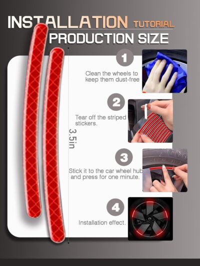 20PCS Car Wheel Reflective Decorative Strip,Night Safety Warning Stickers,Cars,Motorcycles,Bicycles are Applicable, Colorful and Diverse, a Street The Most Beautiful Car (Red) - Image 5