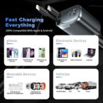 Retractable Car Charger 4 in 1, Car Charger USB C Fast Charge 84W Cigarette Lighter USB Charger, Travel Essentials Car Accessories Gifts for Men Women for iPhone 17 16 15 14 13 12 Pro Max, Samsung - Image 7