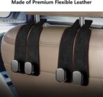 2 Pack Car Hooks for Headrest, Headrest Hooks Car Purse Hook Car Seat Back Storage Hook Premium Leather Car Seat Holder for Headrest Purses and Bags (Black) - Image 6