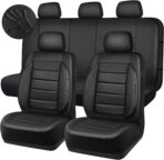 CAR PASS Leather Seat Covers Full Set Universal Water Resistant 3D Foam Back Support, Luxury Comfort Automotive 5 Seat Covers All Season Fit for SUV,Sedan,Van, Airbag Compatible Elegance(Pure Black) - Image 8