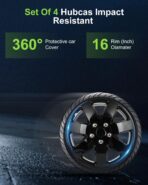 SCITOO 16 Inch Black hubcaps, universally Adaptable to Cars, Trucks, SUVs, Simple to Mount, Elegant Design, rustproof Wheel Rim Cover Set of 4 - Image 3